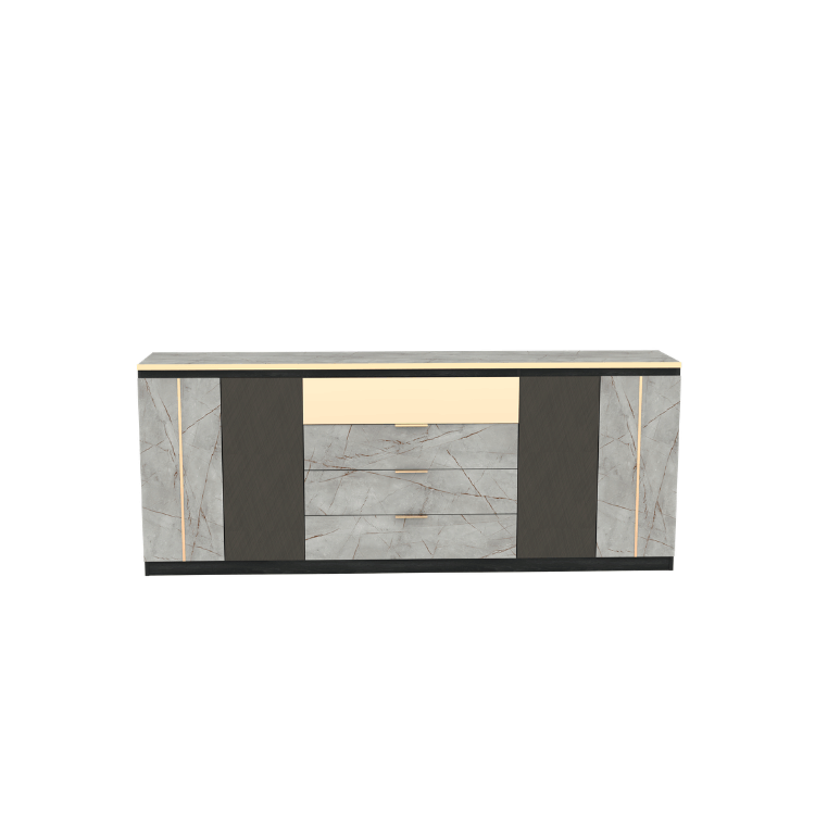 ตู้ลิ้นชัก 4 ลิ้นชัก WISDOM DESIGN FURNITURE รุ่น GCS-201 200 ซม. สีแอชเกรย์/ไลท์มาร์เบิ้ล